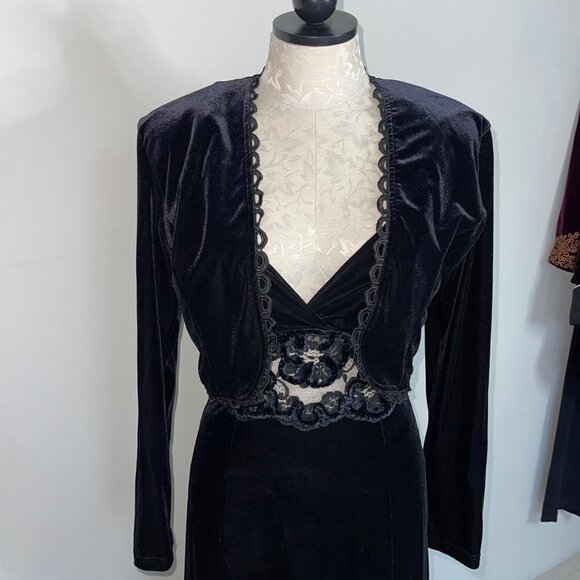 Sagaie Paris Womens Maxi Dress Jacket Set Black Size Small Polyester Spandex - Picture 13 of 16